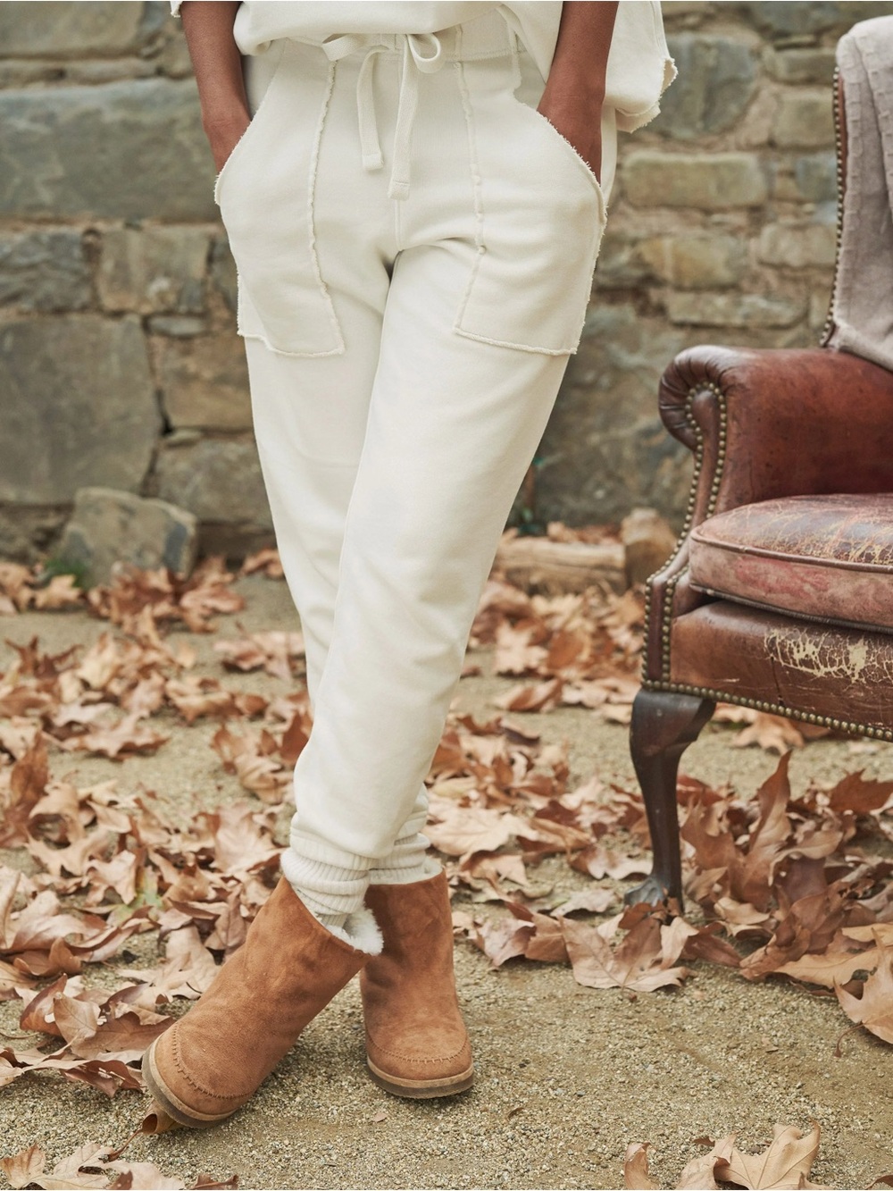 Frank & Eileen Vintage White Eamon Track Pants & Joggers M 100% Cotton